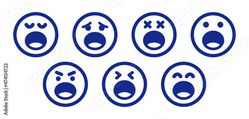 Emoji with open mouth vector icon set illustration. Yawning emoticon concept