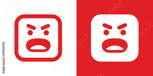 Angry face emotion icon vector illustration.