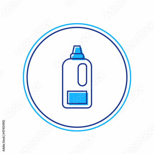 Filled outline Plastic bottle for laundry detergent, bleach, dishwashing liquid or another cleaning agent icon isolated on white background. Vector