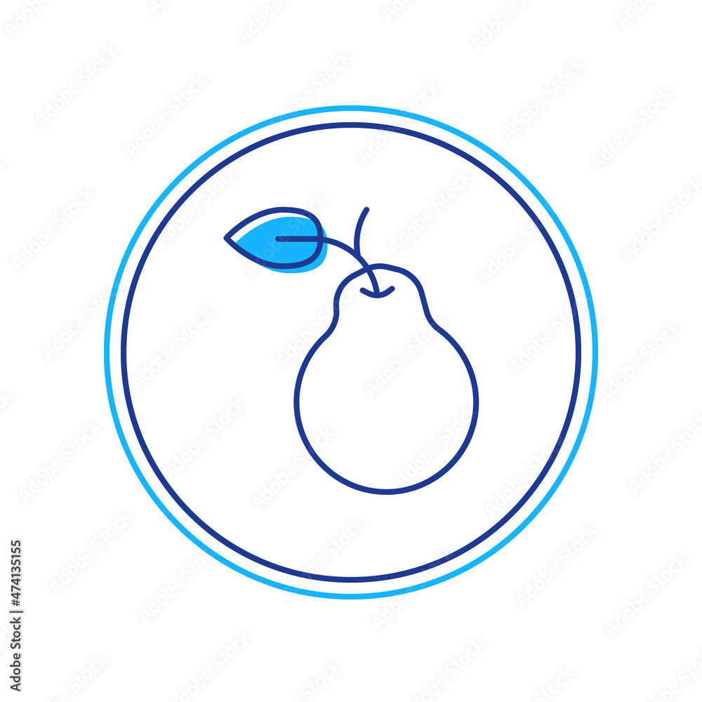 Filled outline Pear icon isolated on white background. Fruit with leaf symbol. Vector Filled outline Pear icon isolated on white background. Fruit with leaf symbol. Vector