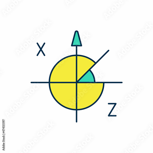 Filled outline Trigonometric circle icon isolated on white background. Vector