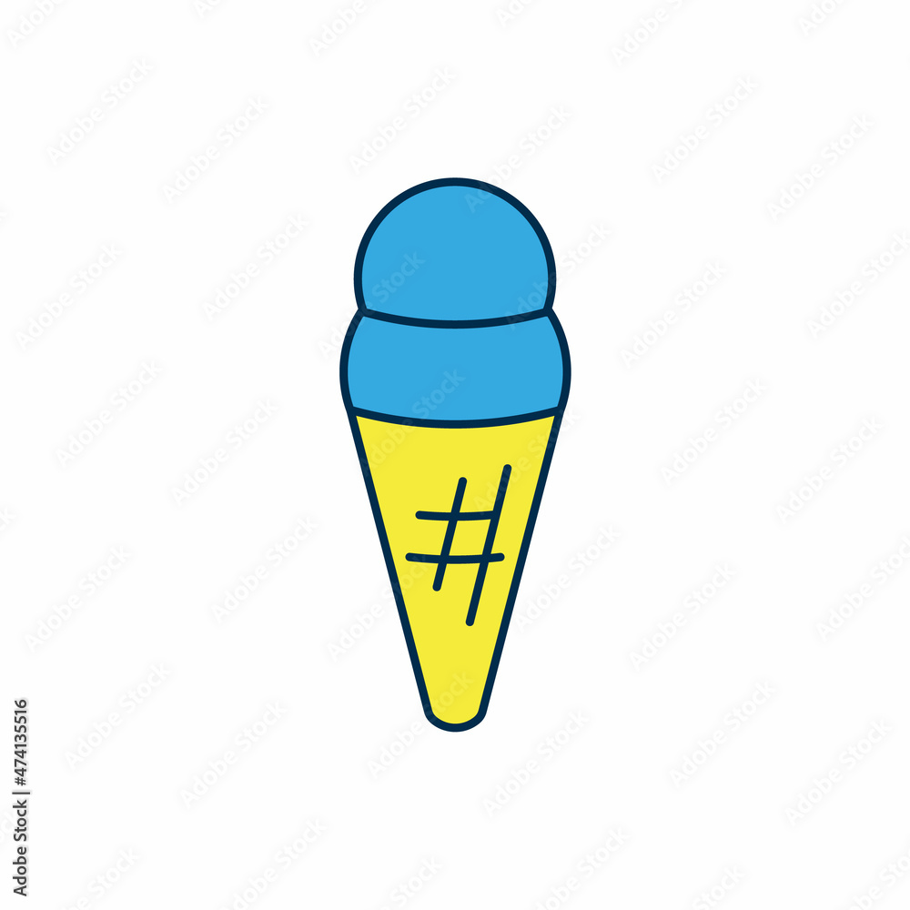 Filled outline Ice cream in waffle cone icon isolated on white background. Sweet symbol. Vector Filled outline Ice cream in waffle cone icon isolated on white background. Sweet symbol. Vector