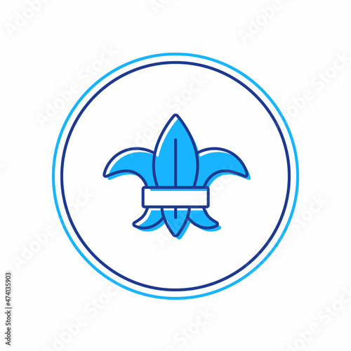 Filled outline Fleur de lys or lily flower icon isolated on white background. Vector