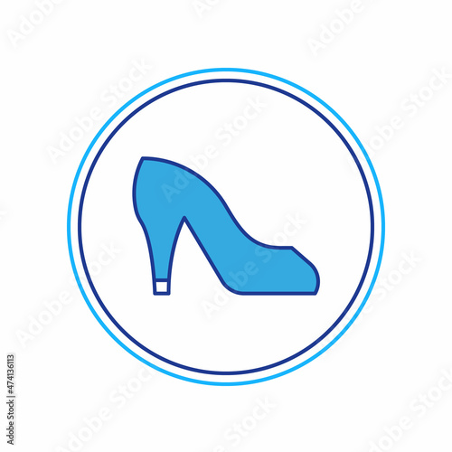 Filled outline Woman shoe with high heel icon isolated on white background. Vector