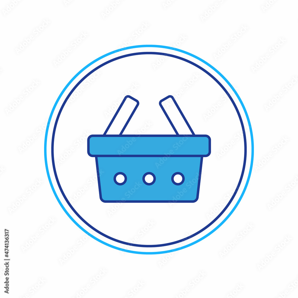 Filled outline Shopping basket icon isolated on white background. Online buying concept. Delivery service sign. Shopping cart symbol. Vector Filled outline Shopping basket icon isolated on white background. Online buying concept. Delivery service sign. Shopping cart symbol. Vector