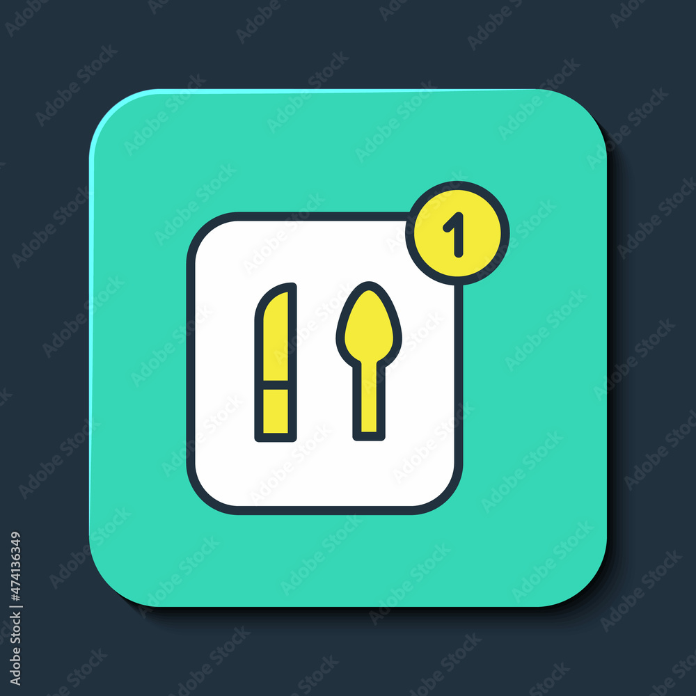 Filled outline Food ordering icon isolated on blue background. Order by mobile phone. Restaurant food delivery concept. Turquoise square button. Vector Filled outline Food ordering icon isolated on blue background. Order by mobile phone. Restaurant food delivery concept. Turquoise square button. Vector