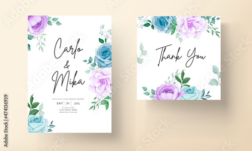 Elegant hand drawing wedding invitation floral design