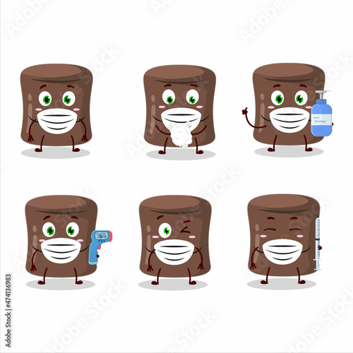 A picture of chocolate marshmallow cartoon design style keep staying healthy during a pandemic