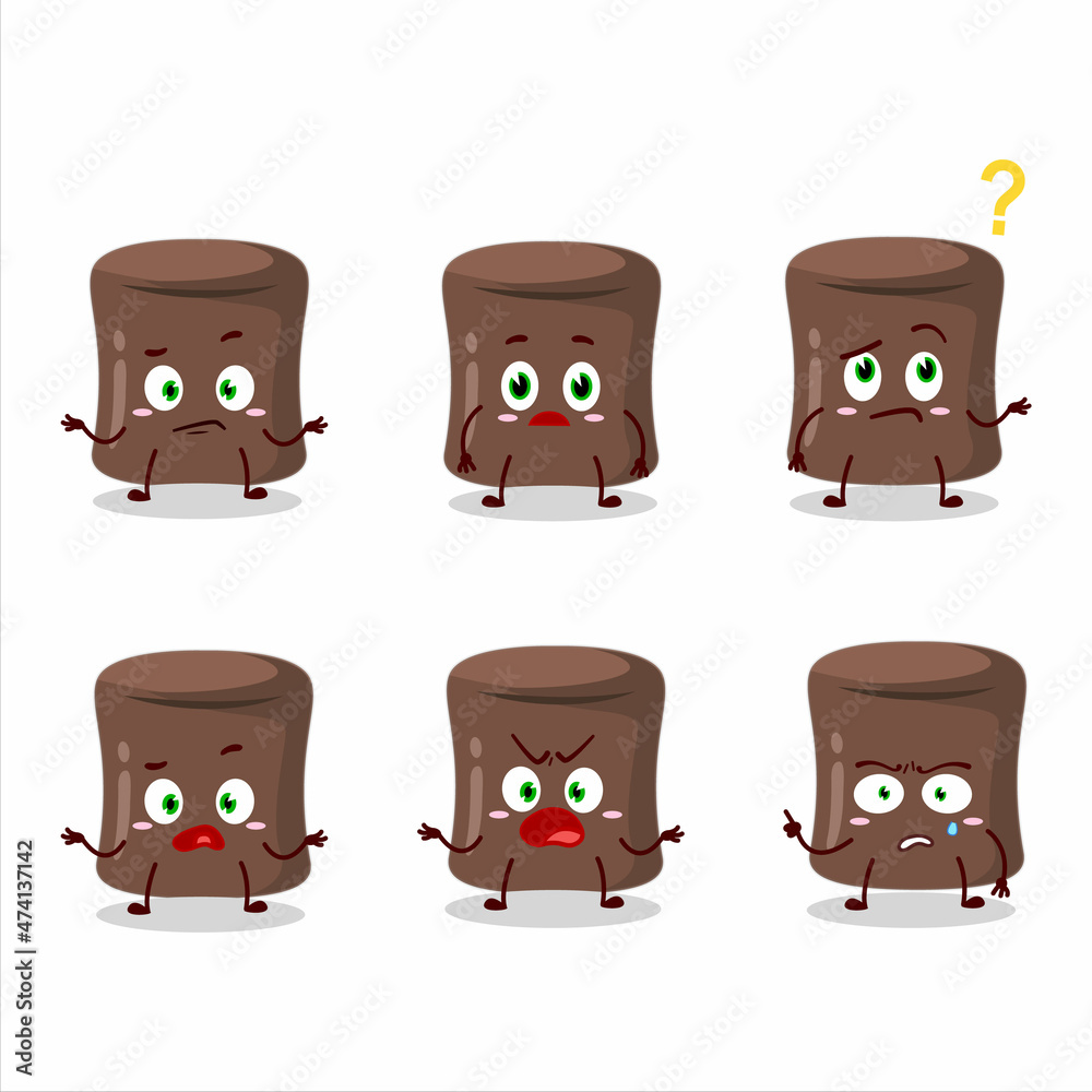 Cartoon character of chocolate marshmallow with what expression Cartoon character of chocolate marshmallow with what expression