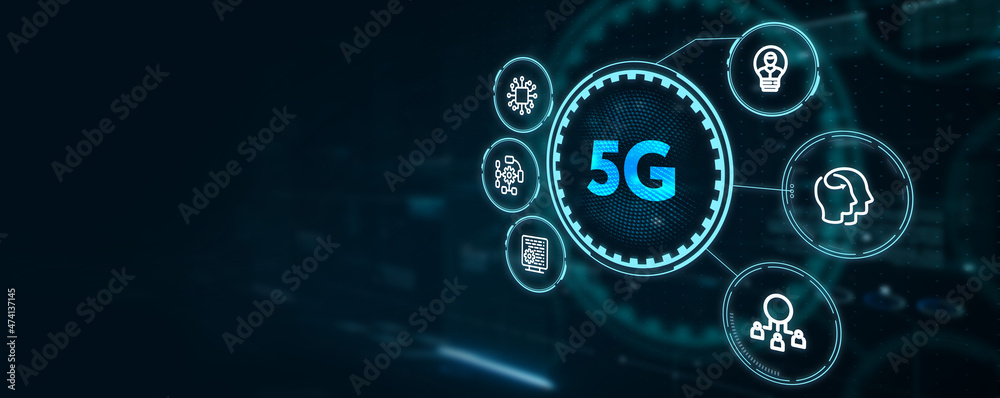 The concept of 5G network, high-speed mobile Internet, new generation networks. Business, modern technology, internet and networking concept. 3d illustration The concept of 5G network, high-speed mobile Internet, new generation networks. Business, modern technology, internet and networking concept. 3d illustration