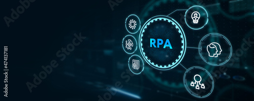 RPA Robotic process automation innovation technology concept. Business, technology, internet and networking concept.3d illustration