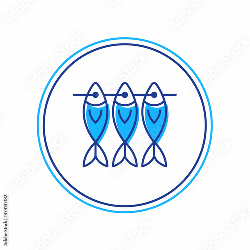 Filled outline Dried fish icon isolated on white background. Vector