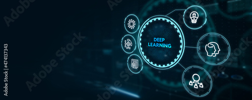Deep learning artificial intelligence neural network. Technology, Internet and network concept.3d illustration