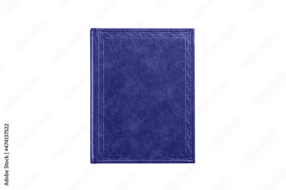 cover book isolated on white background, top view close-up very peri color of the year 2022 cover book isolated on white background, top view close-up very peri color of the year 2022
