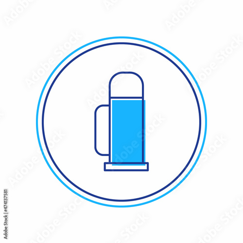 Filled outline Thermos container icon isolated on white background. Thermo flask icon. Camping and hiking equipment. Vector
