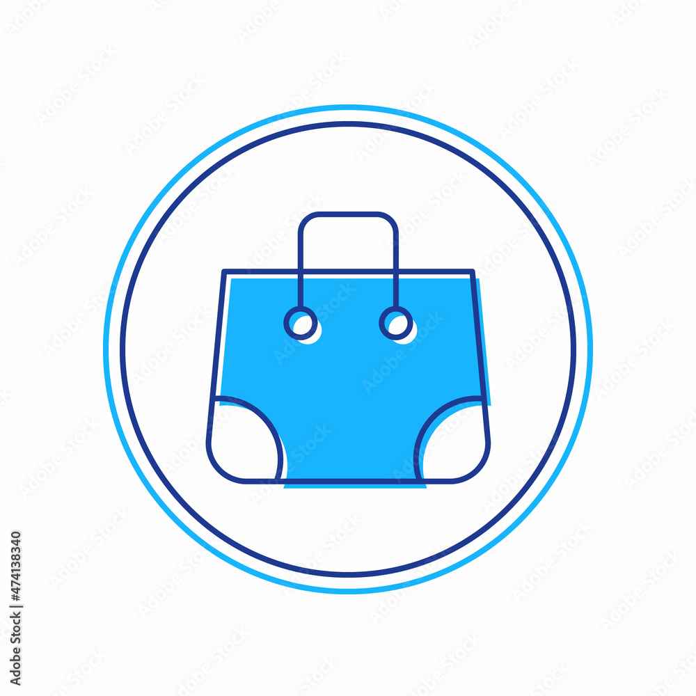 Filled outline Paper shopping bag icon isolated on white background. Package sign. Vector Filled outline Paper shopping bag icon isolated on white background. Package sign. Vector