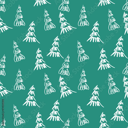 Seamless texture Christmas tree marker lines holiday new year christmas spruce green