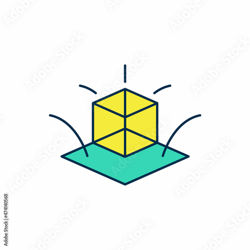 Filled outline 3d modeling icon isolated on white background. Augmented reality or virtual reality. Vector