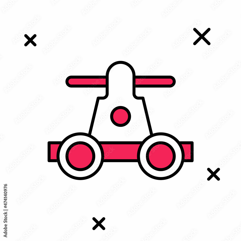 Filled outline Draisine handcar railway bicycle transport icon isolated on white background. Vector Filled outline Draisine handcar railway bicycle transport icon isolated on white background. Vector