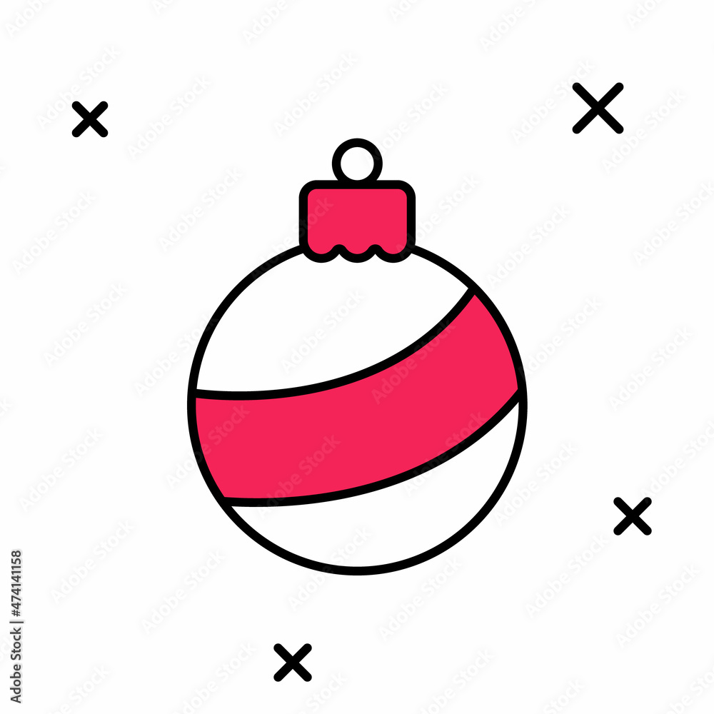 Filled outline Christmas ball icon isolated on white background. Merry Christmas and Happy New Year. Vector Filled outline Christmas ball icon isolated on white background. Merry Christmas and Happy New Year. Vector