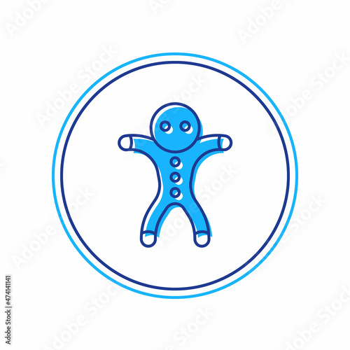 Filled outline Holiday gingerbread man cookie icon isolated on white background. Cookie in shape of man with icing. Vector