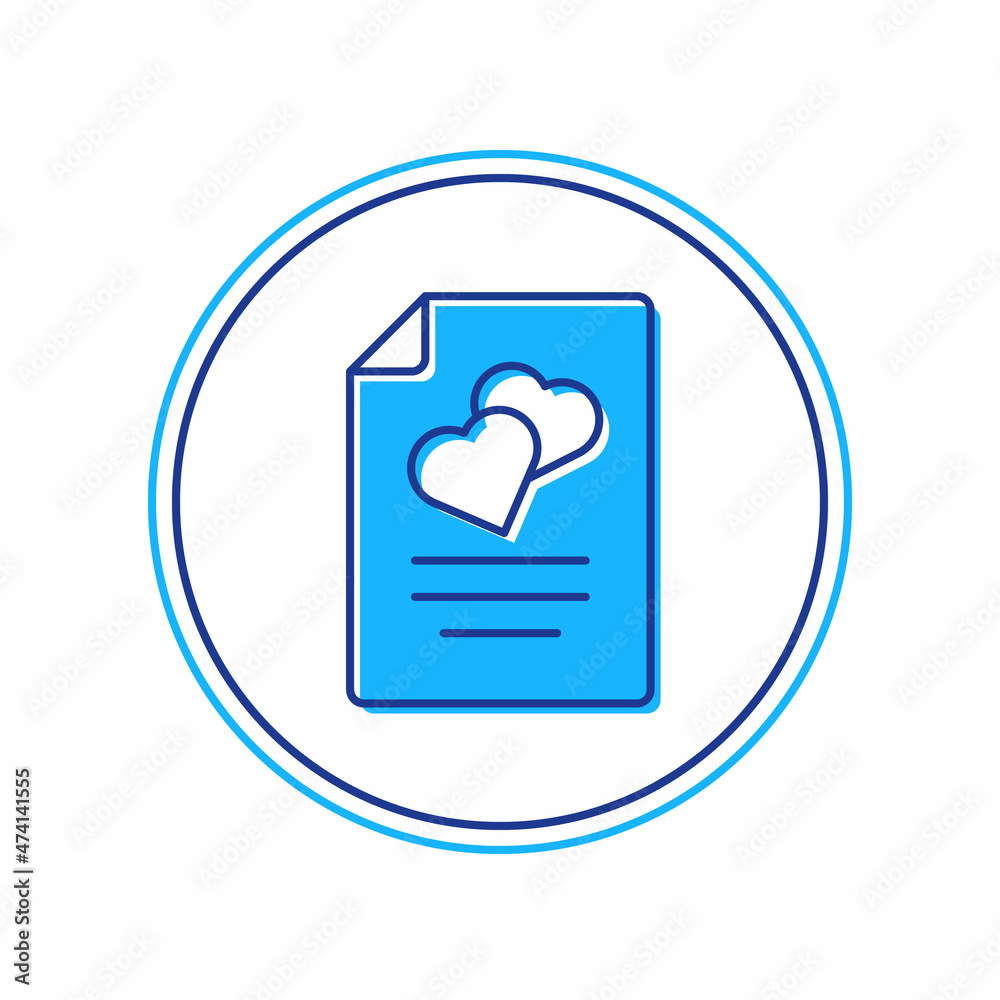 Filled outline Marriage contract icon isolated on white background. Wedding certificate. Vector Filled outline Marriage contract icon isolated on white background. Wedding certificate. Vector