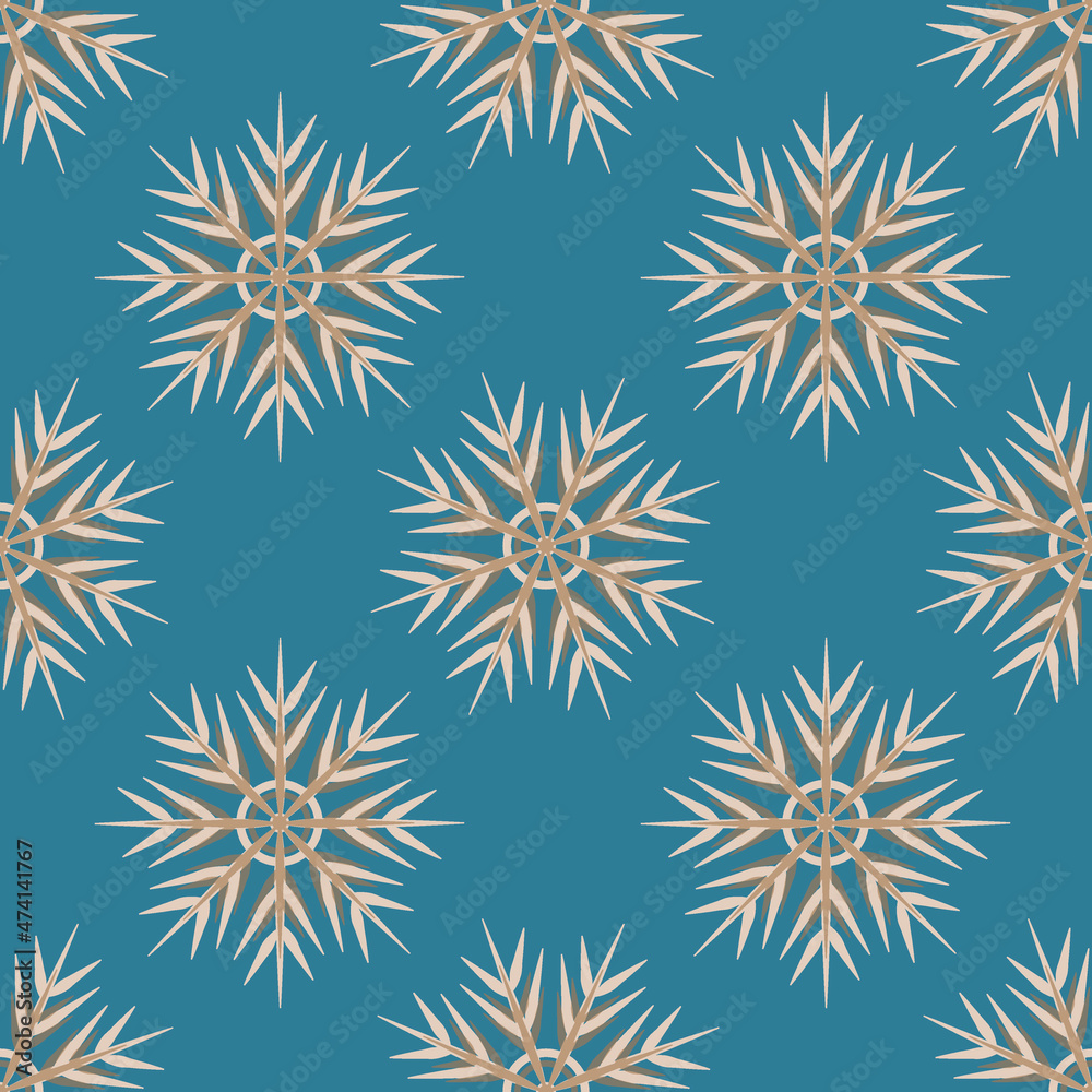 A seamless pattern on a square background is snowflakes. Design element