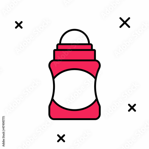 Filled outline Antiperspirant deodorant roll icon isolated on white background. Cosmetic for body hygiene. Vector