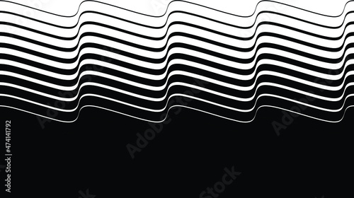 Abstract flow lines background . Fluid wavy shape .Striped linear pattern . Music sound wave . Vector illustration
