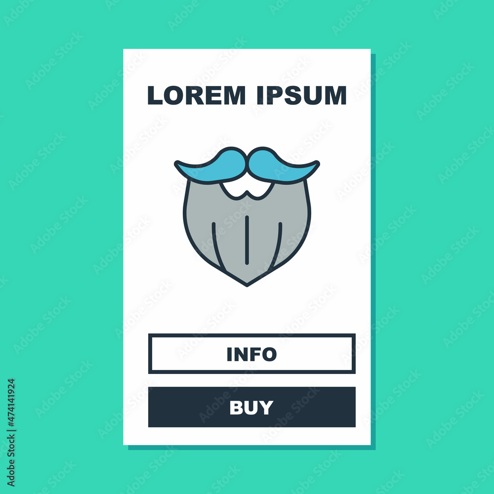 Filled outline Mustache and beard icon isolated on turquoise background. Barbershop symbol. Facial hair style. Vector Filled outline Mustache and beard icon isolated on turquoise background. Barbershop symbol. Facial hair style. Vector