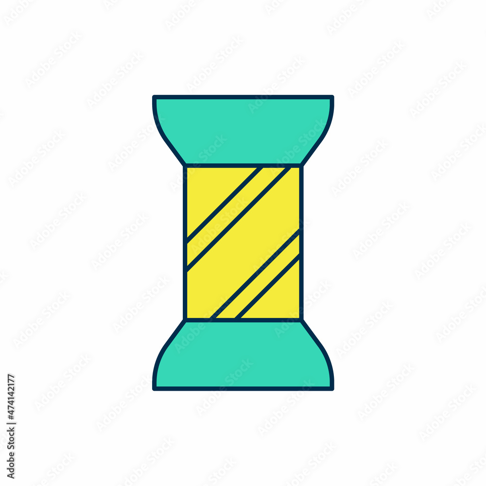 Filled outline Sewing thread on spool icon isolated on white background. Yarn spool. Thread bobbin. Vector Filled outline Sewing thread on spool icon isolated on white background. Yarn spool. Thread bobbin. Vector