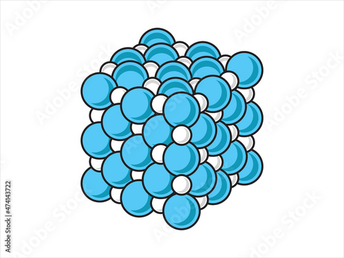 Volumetric Crystal lattice. The position of atoms in a crystal. Vector illustration.