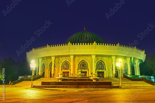 Museum of Amir Timur in evening lights, Tashkent, Uzbekistan photo