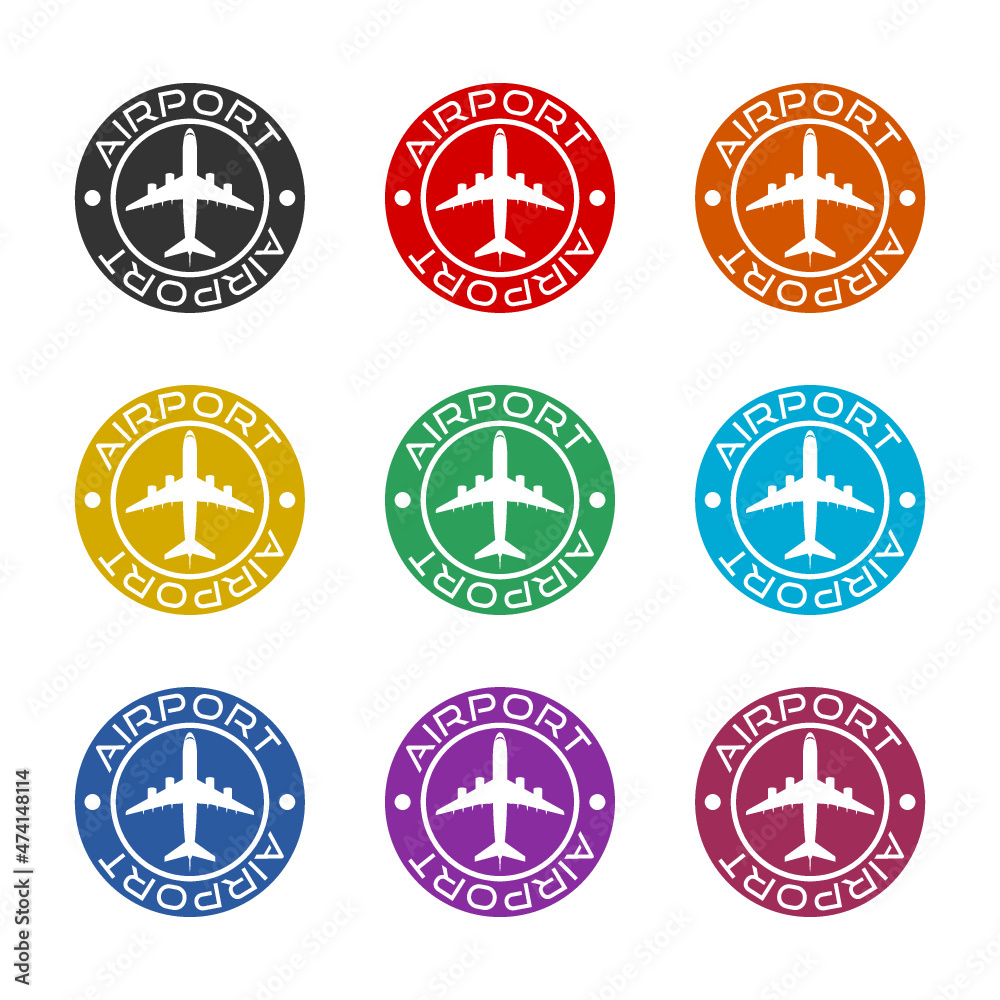 Airport icon isolated on white background, color set