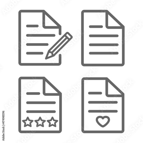 Sheet of paper, documents with a pencil, heart, stars.