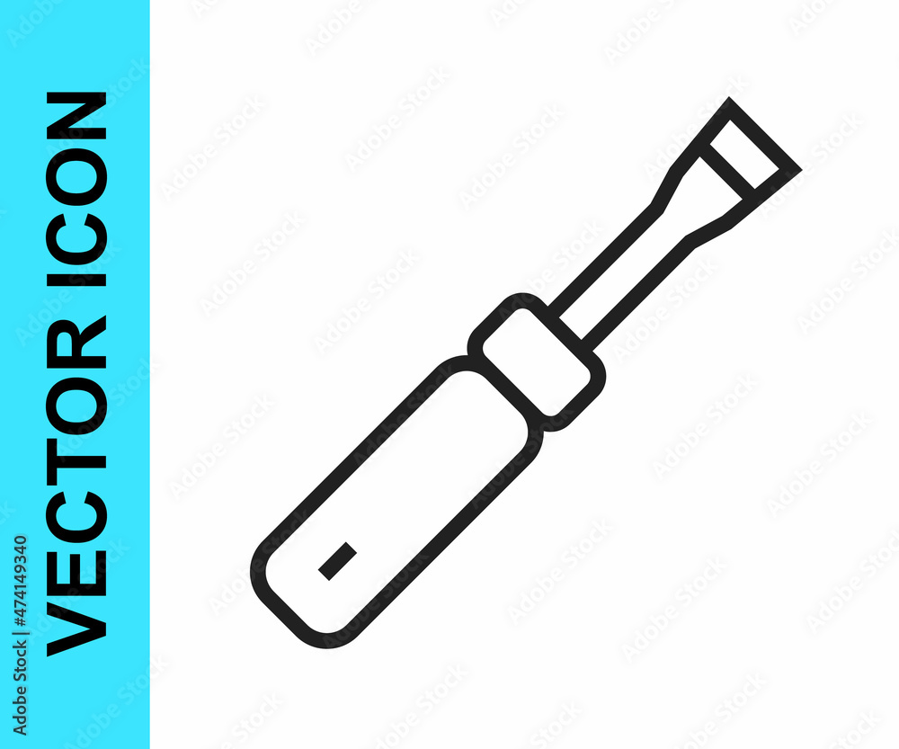 Black line Screwdriver icon isolated on white background. Service tool symbol. Vector Black line Screwdriver icon isolated on white background. Service tool symbol. Vector
