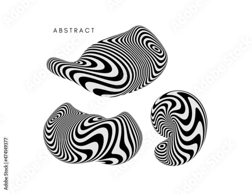 3D vector design elements or emblems. Geometric figure collection. Vector illustration.