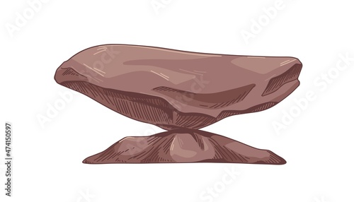 Big rocks formations. Heavy rough stones. Rocky solid boulders. Mountain rubbles drawing. Large ancient blocks. Realistic hand-drawn vector illustration of bowlder isolated on white background photo