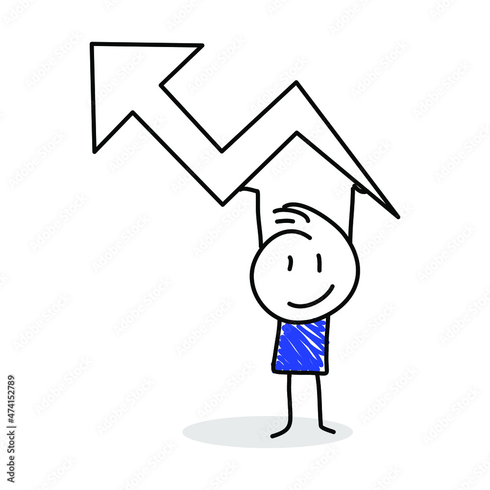 Stick figures. Arrow. Isolated on white background. Stick figures. Arrow. Isolated on white background.