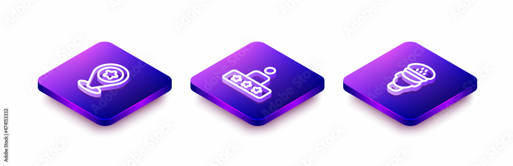 Set Isometric line Location with star, Taxi service rating and driver icon. Vector Set Isometric line Location with star, Taxi service rating and driver icon. Vector