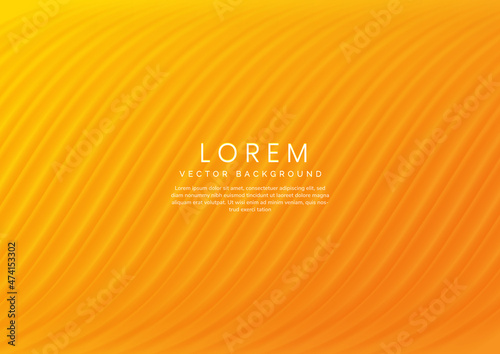 Yellow and orange curved wavy curtain backgroung and texure. Minimal scecne studo room. photo