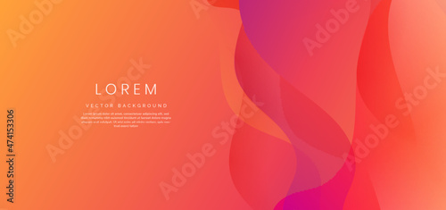 Abstract orange gradient background fluid wave shape overlap with copy space for text.