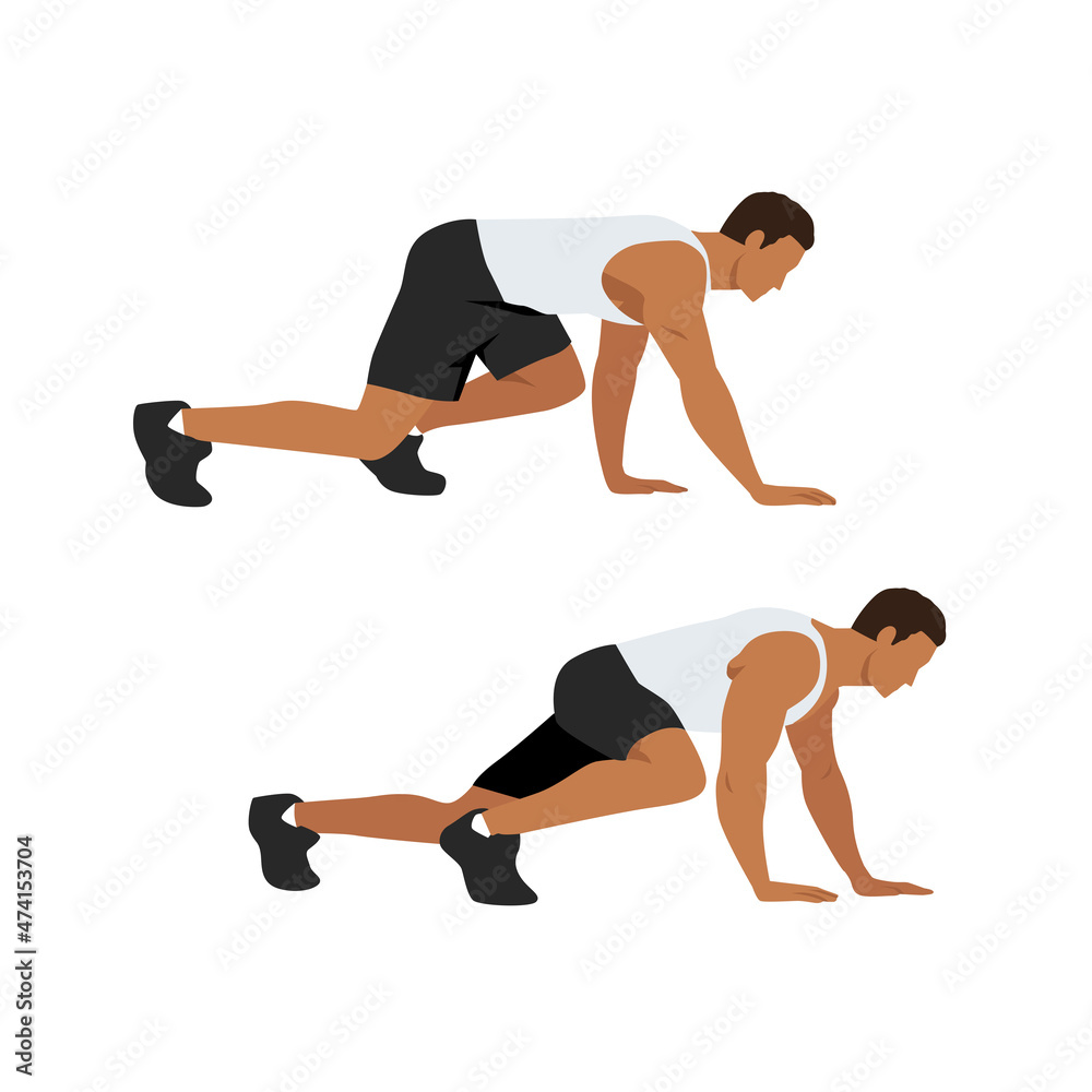 Vecteur Stock Bear Crawl Exercise introduction step with healthy man.  Illustration about workout position guideline. | Adobe Stock