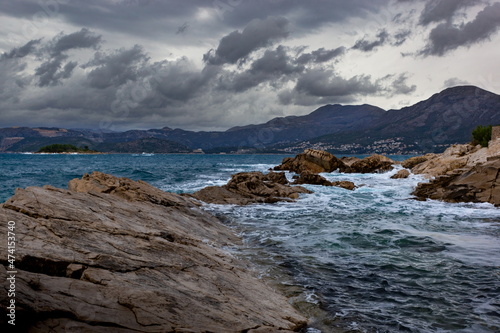 Adriatic sea under stormy clouds, Dalmatia, Croatia