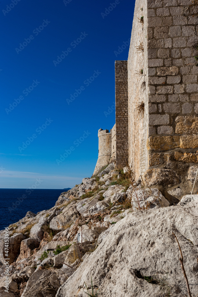 Medieval city walls in Dubrovnik. Croatia