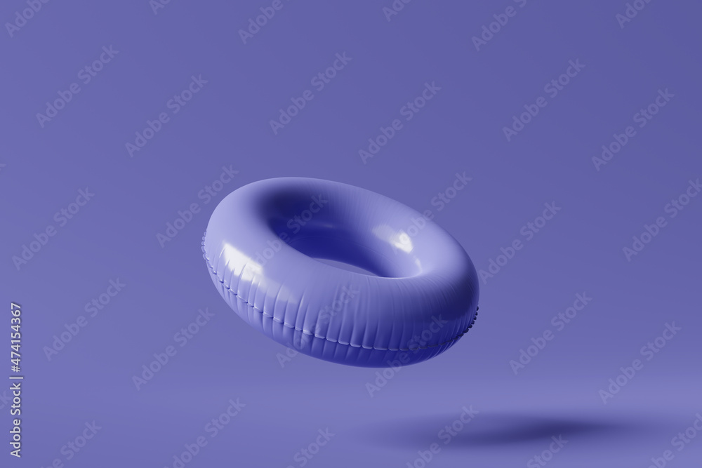 Flying inflatable ring. Minimal trend, Color of the year 2022 Very Peri ...