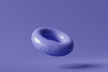 Crédence de cuisine Pantone 2022 very peri Flying inflatable ring. Minimal trend, Color of the year 2022 Very Peri. 3d rendering  © aanbetta