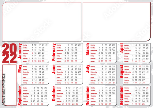 2022 calendar with two photo frames