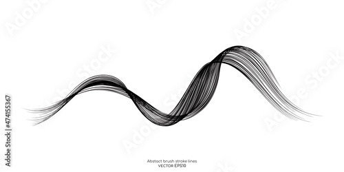 Vector brush stroke colorful curved wave lines isolated on white background for design element