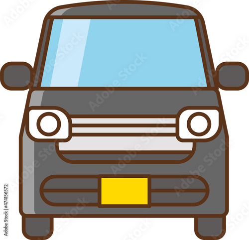 Black tall wagon type mini car seen from the front